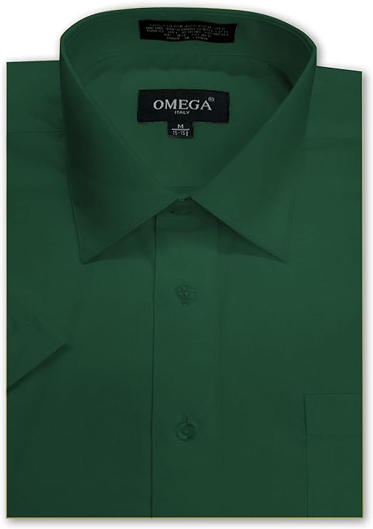 Men's Emerald Short Sleeve Solid Color Dress Shirts OmegaTux Men's Emerald Short Sleeve Solid Color Dress Shirts OmegaTux
