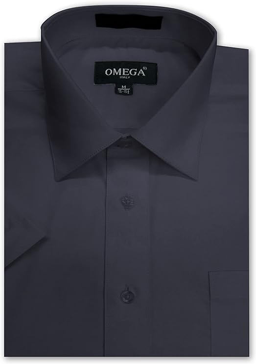 Men's Navy Charcoal Short Sleeve Solid Color Dress Shirts – OmegaTux Men's Navy Charcoal Short Sleeve Solid Color Dress Shirts – OmegaTux