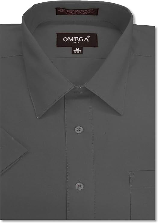 Men's Charcoal Short Sleeve Solid Color Dress Shirts