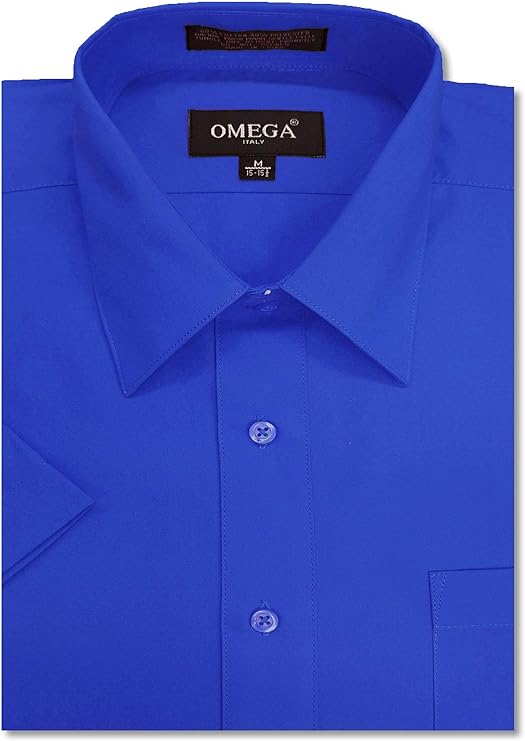 Men's Royal Blue Short Sleeve Solid Color Dress Shirts OmegaTux Men's Royal Blue Short Sleeve Solid Color Dress Shirts OmegaTux
