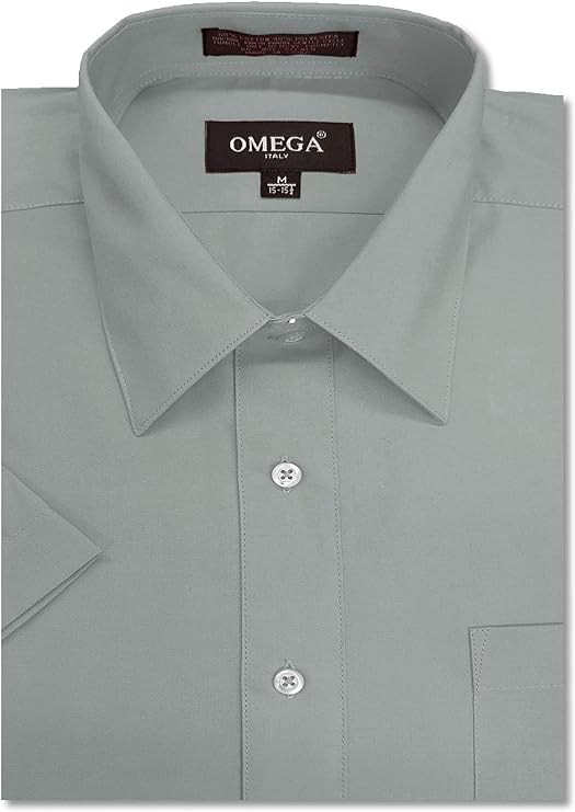 Men's Lt Grey Short Sleeve Solid Color Dress Shirts