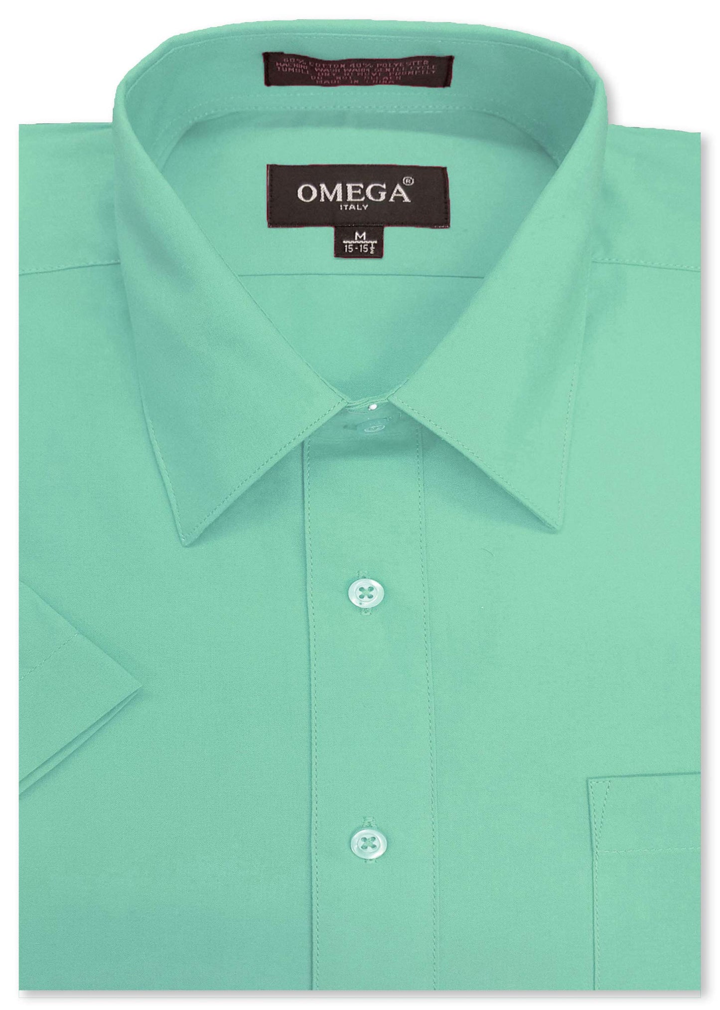 Men's Aqua Short Sleeve Solid Color Dress Shirts