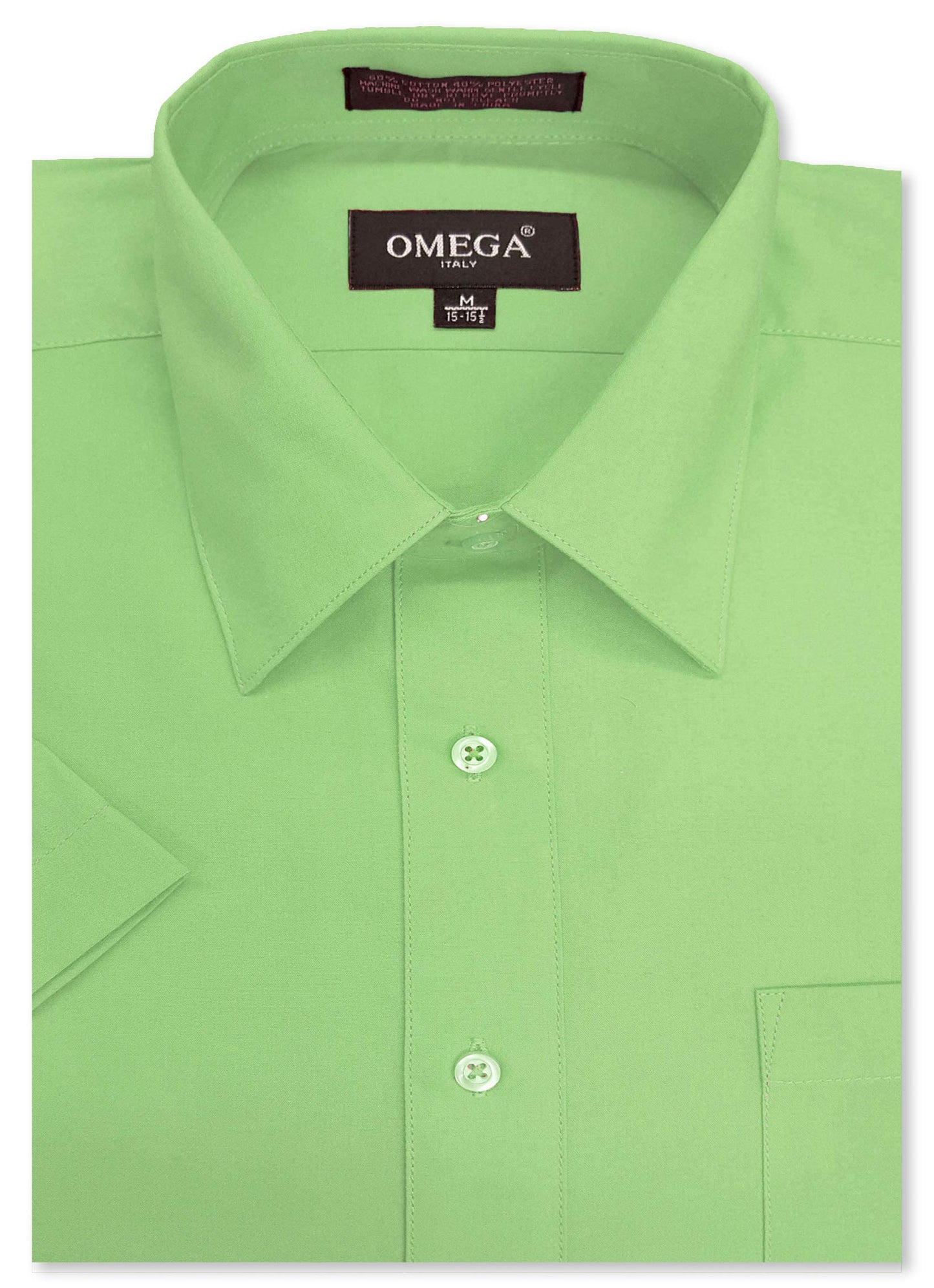 Men's Apple Green Short Sleeve Solid Color Dress Shirts