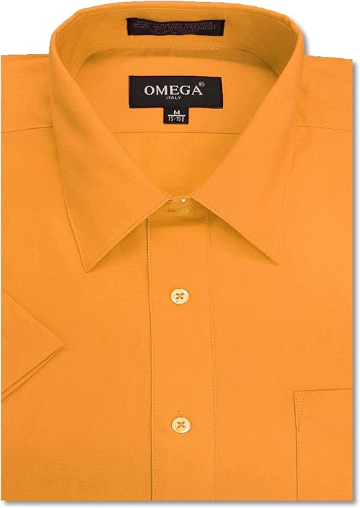 Men's Orange Short Sleeve Solid Color Dress Shirts – OmegaTux Men's Orange Short Sleeve Solid Color Dress Shirts – OmegaTux