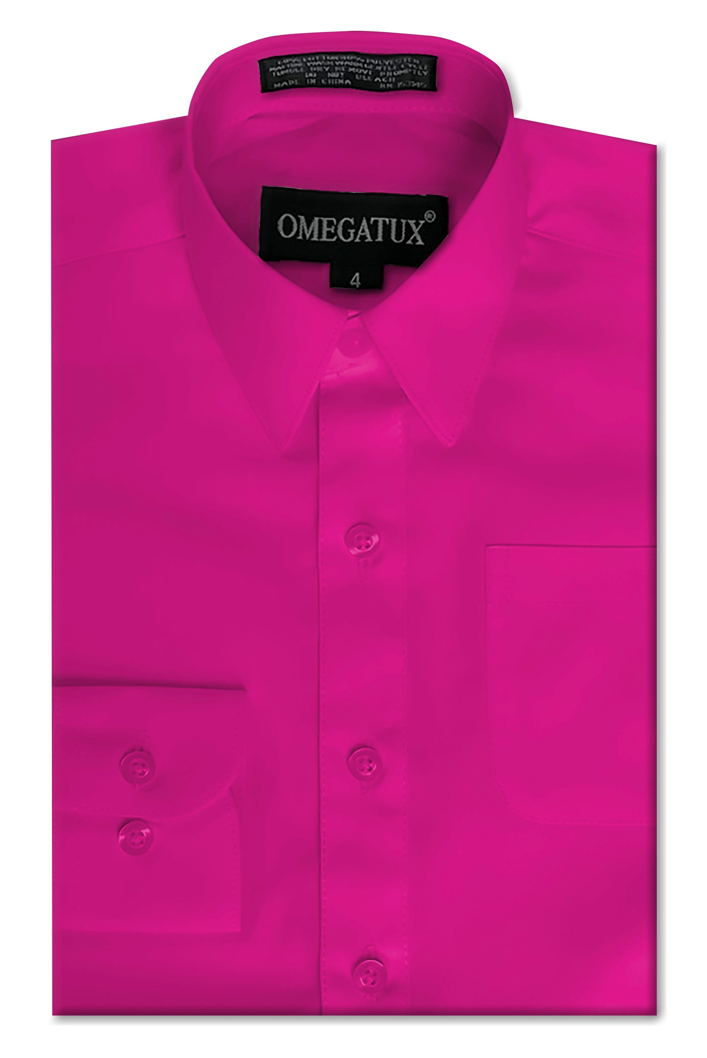 Boy's Fuchsia Long Sleeve Cotton Blend Dress Shirts