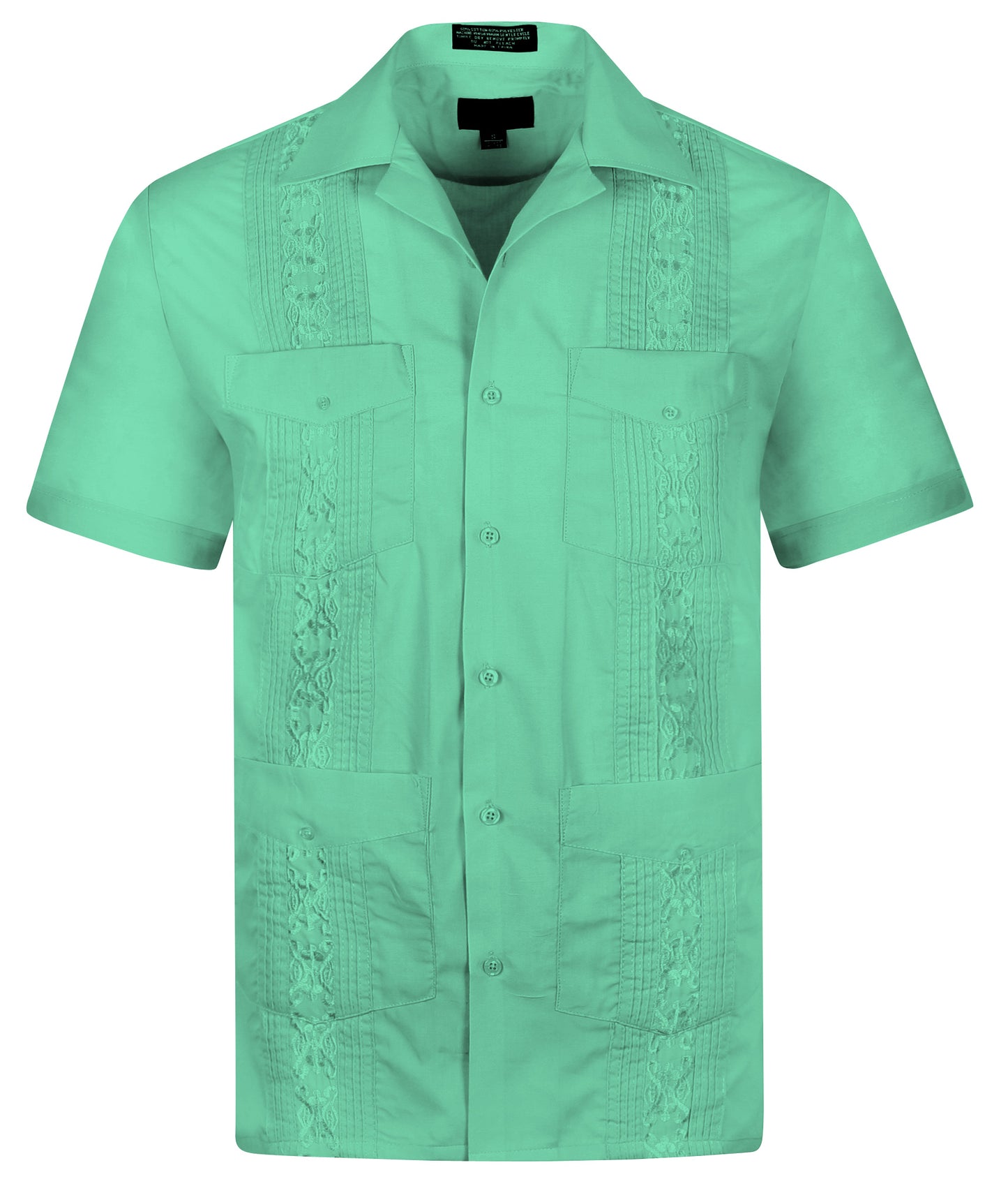 Omega Aqua Cuban Guayabera Short Sleeve Shirt, Wedding Cigar Beach Bartender Casual