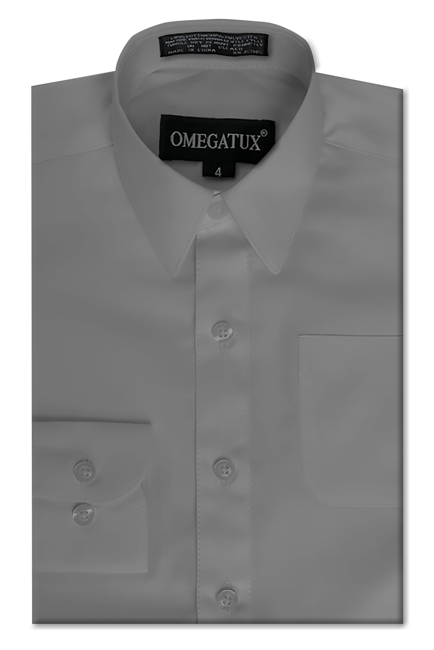 Boy's Light Grey Long Sleeve Cotton Blend Dress Shirts