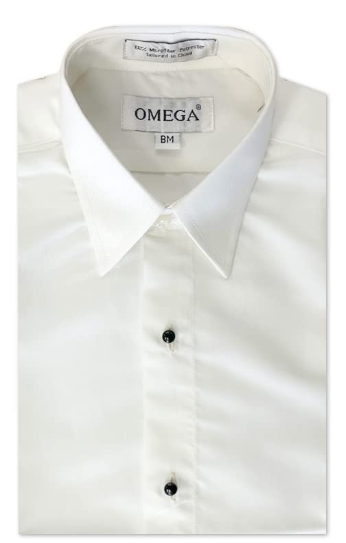 Boy's Ivory Microfiber Tuxedo Dress Shirt Laydown Collar, Non Pleat OmegaTux Boy's Ivory Microfiber Tuxedo Dress Shirt Laydown Collar, Non Pleat OmegaTux