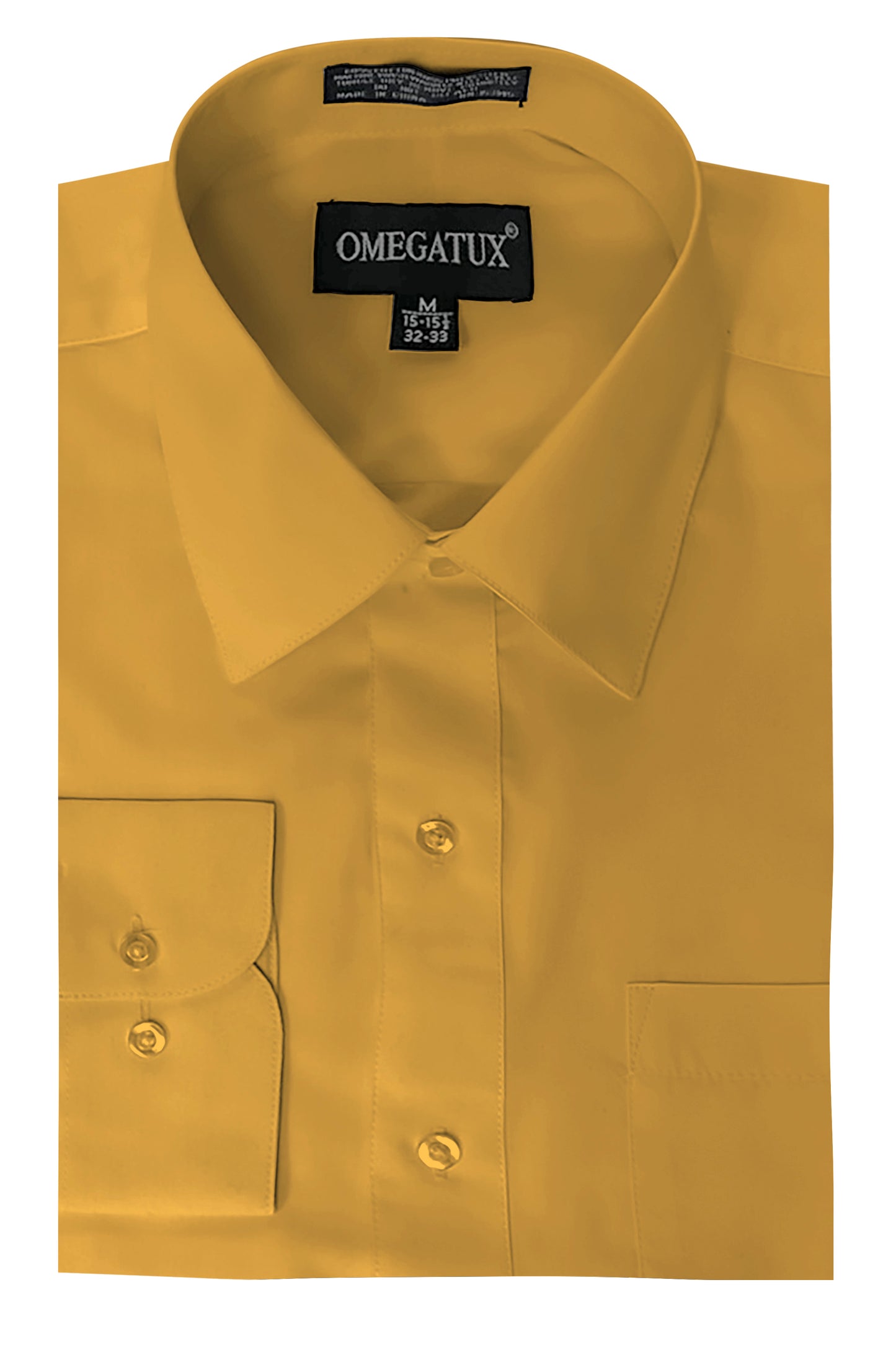 Mustard Long Sleeve Cotton Blend Dress Shirts with Convertible Cuffs