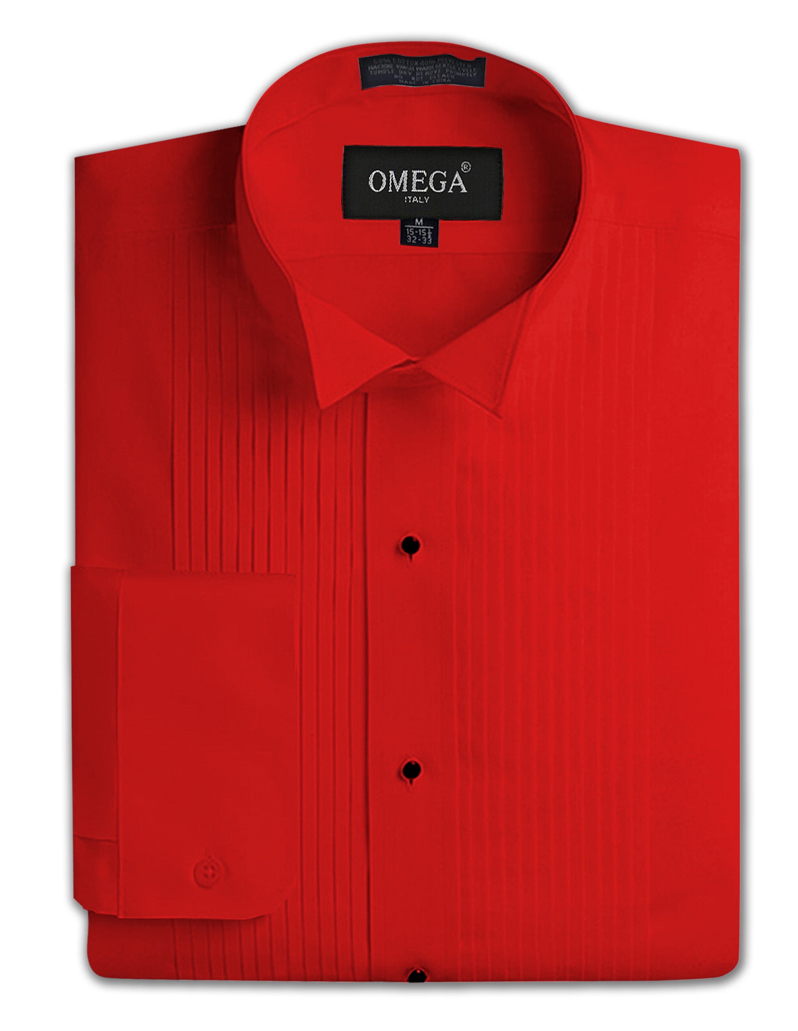 Men's Formal Wing Collar Red Tuxedo Shirt, 1/4 Men's Formal Wing Collar Red Tuxedo Shirt, 1/4