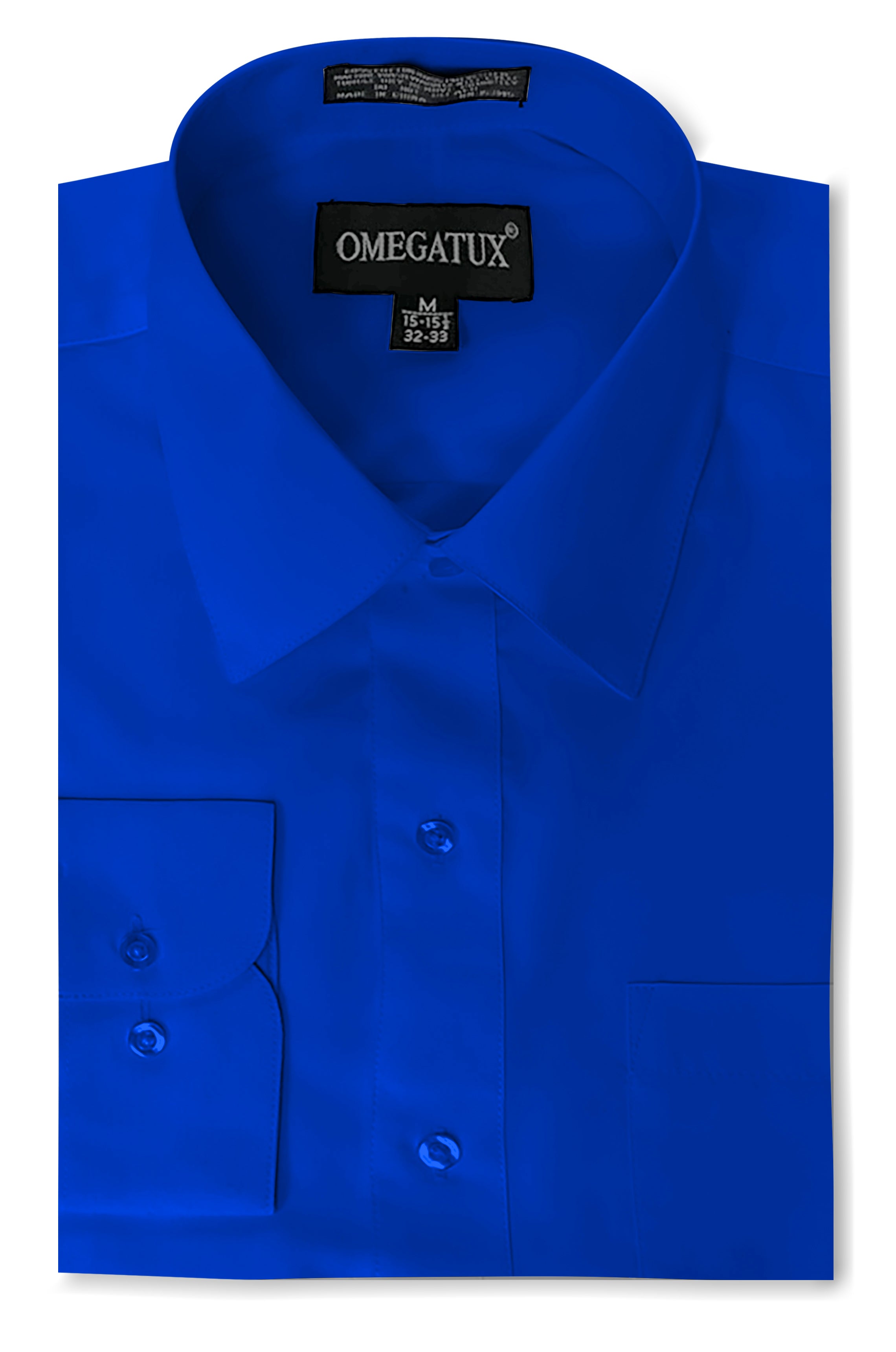 Royal Blue Long Sleeve Cotton Blend Dress Shirts with Convertible Cuff