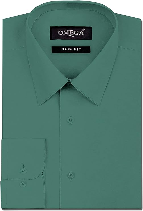 Men's Teal Long Sleeve Slim Fit Solid Dress Shirts