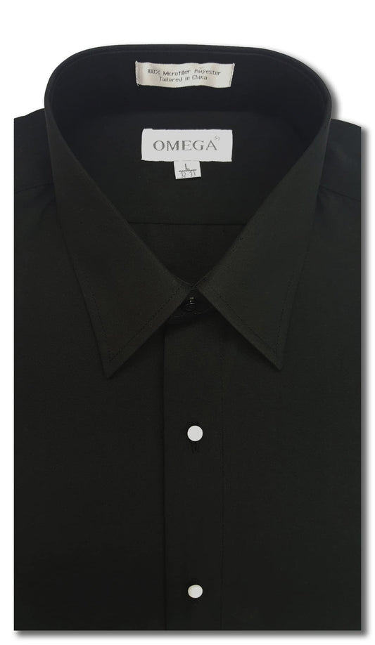 Men's Microfiber Tuxedo Dress Shirt Black Laydown Collar, Non Pleat