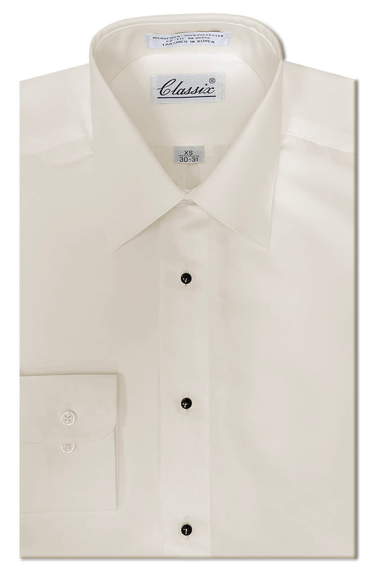 Men's Microfiber Tuxedo Dress Shirt Ivory Laydown Collar, Non Pleat