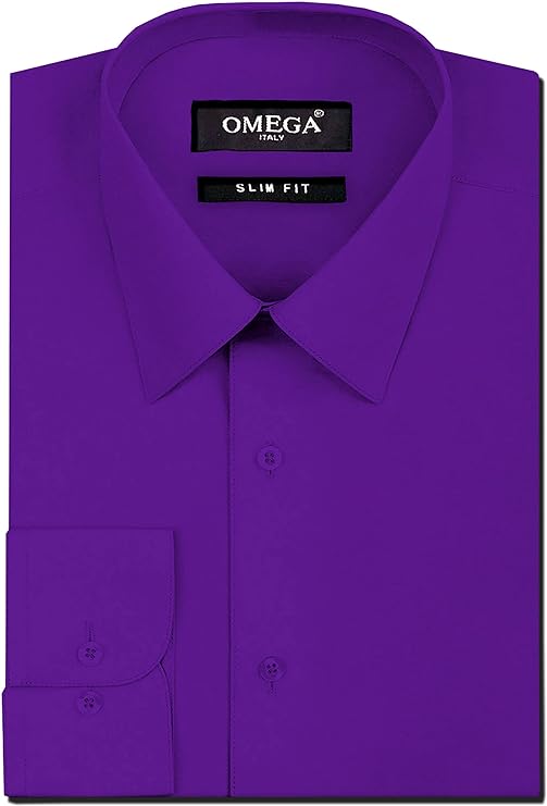 Men's Purple Long Sleeve Slim Fit Solid Dress Shirts