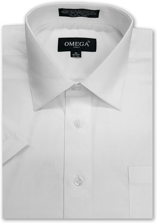 Men's White Short Sleeve Solid Color Dress Shirts OmegaTux Men's White Short Sleeve Solid Color Dress Shirts OmegaTux