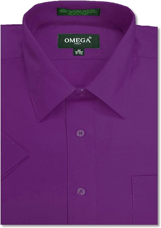 Men's Purple Short Sleeve Solid Color Dress Shirts