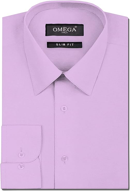 Men's Lilac Long Sleeve Slim Fit Solid Dress Shirts