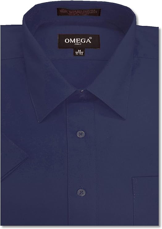 Men's Navy Short Sleeve Solid Color Dress Shirts