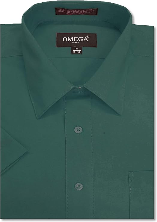 Men's Teal Short Sleeve Solid Color Dress Shirts