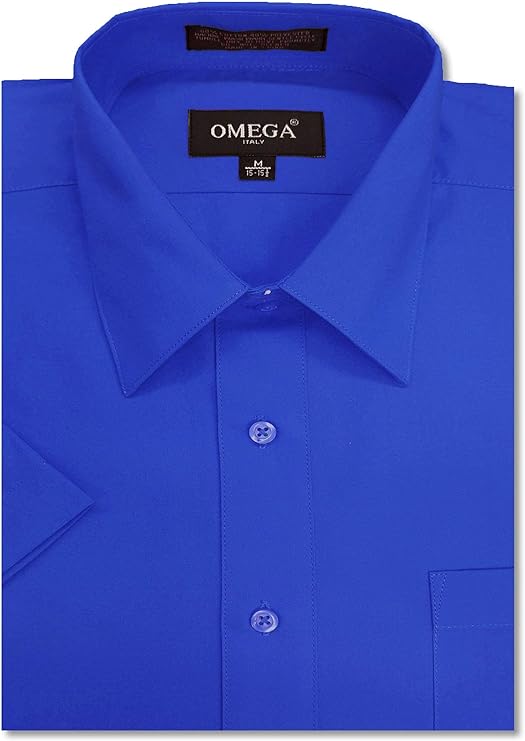 Men's Royal Blue Short Sleeve Solid Color Dress Shirts