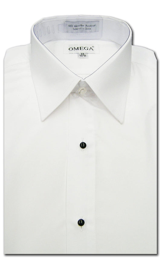 Men's Microfiber Tuxedo Dress Shirt White Laydown Collar, Non Pleat