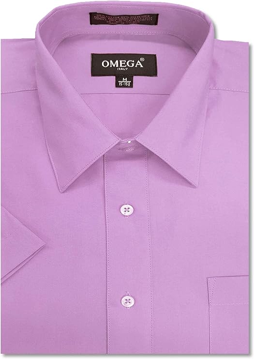 Men's Lilac Short Sleeve Solid Color Dress Shirts