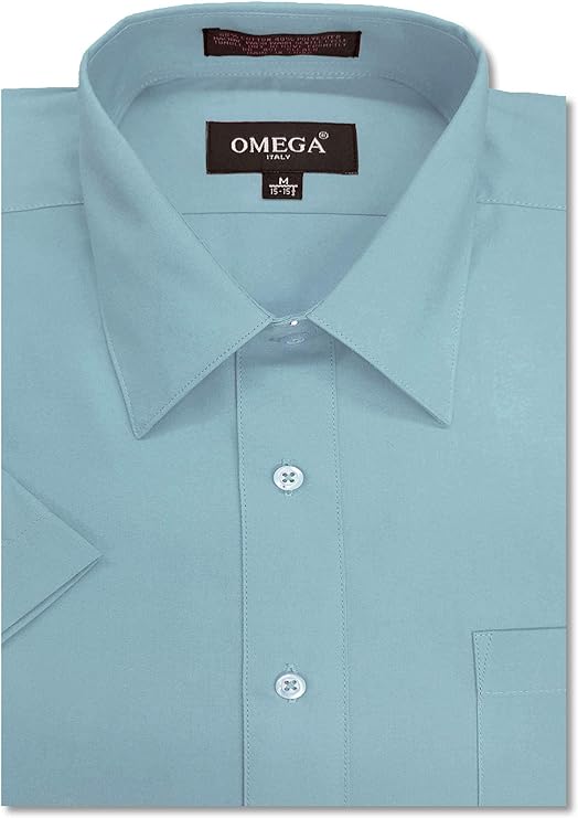 Men's Lt Blue Short Sleeve Solid Color Dress Shirts