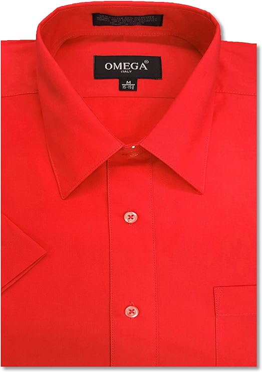 Men's Red Short Sleeve Solid Color Dress Shirts