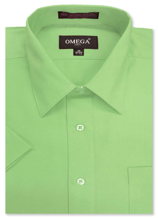 Men's Apple Green Short Sleeve Solid Color Dress Shirts