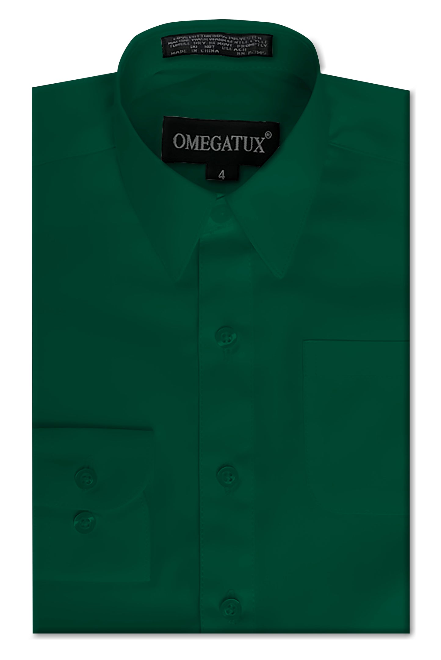 Boy's Emerald Green Long Sleeve Cotton Blend Dress Shirts