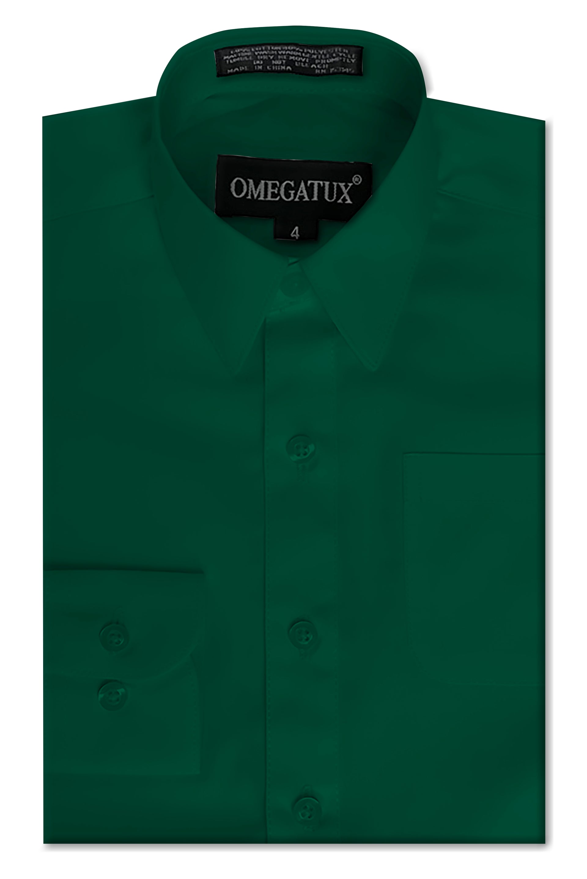 Boy's Emerald Green Long Sleeve Cotton Blend Dress Shirts – OmegaTux