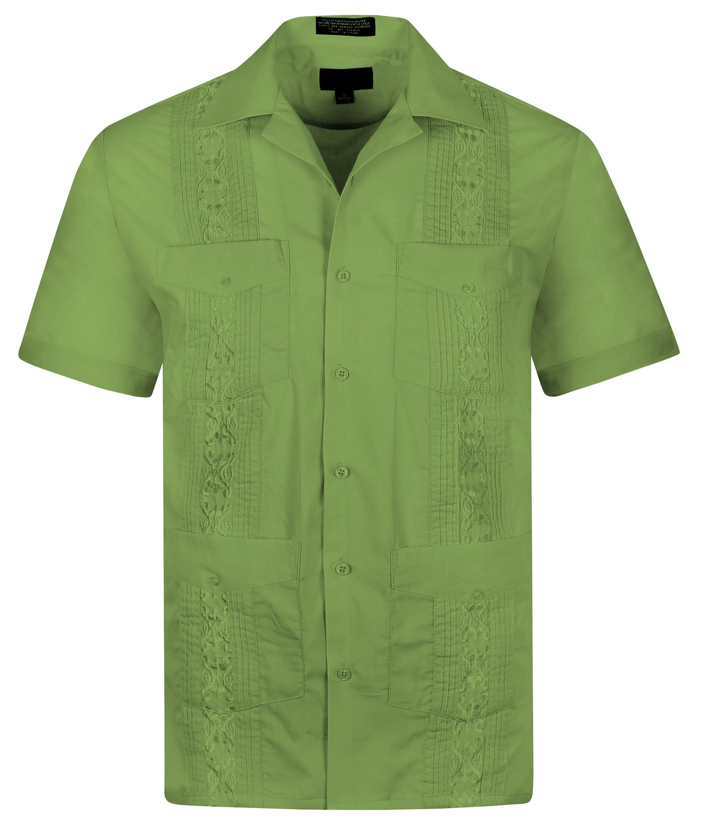 Omega Apple Green Cuban Guayabera Short Sleeve Shirt, Wedding Cigar Beach Bartender Casual