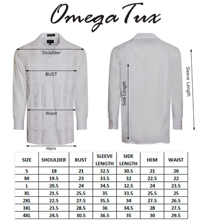 Omega Green Cuban Guayabera Long Sleeve Shirt, Wedding Cigar Beach Bartender