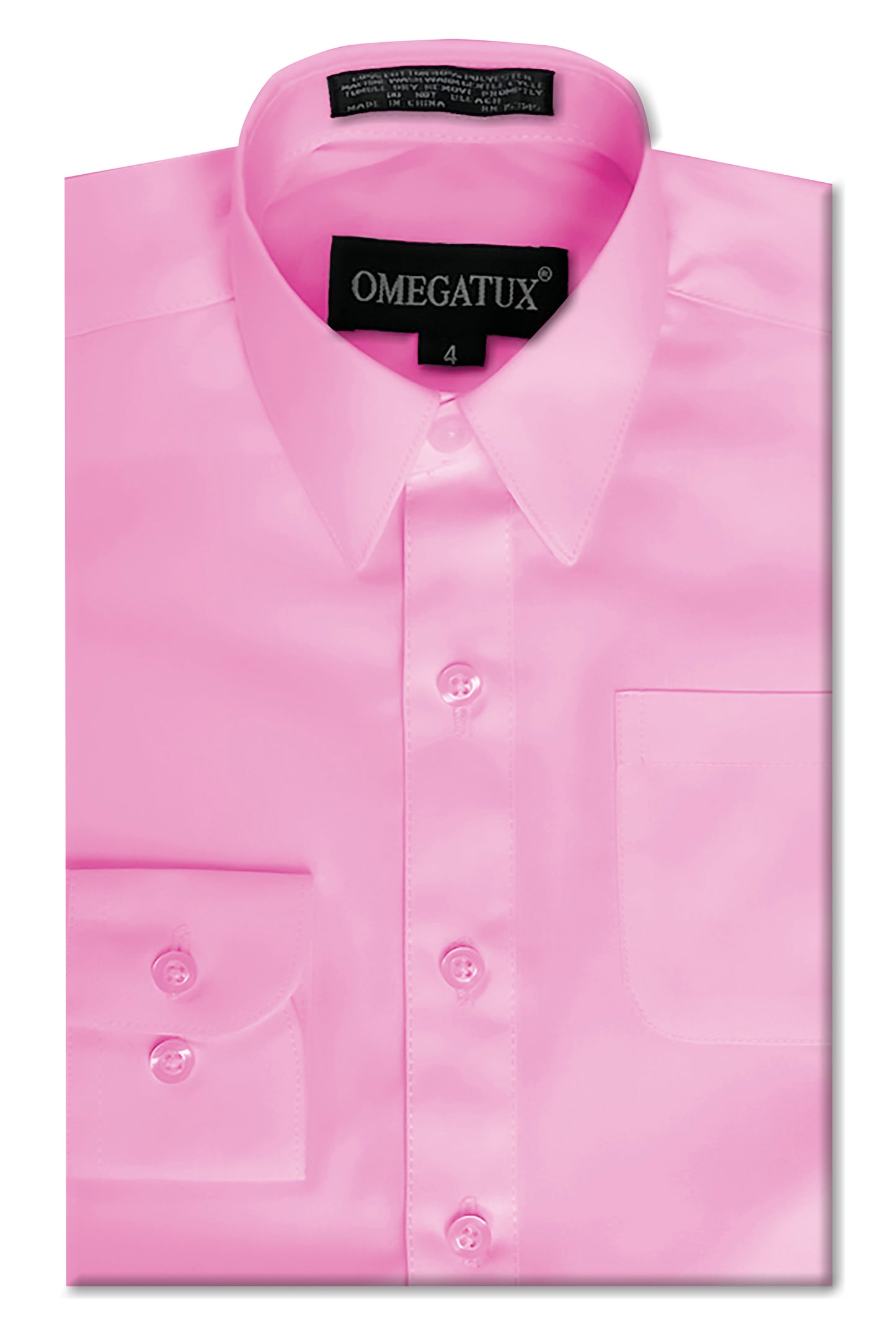 Boy's Pink Long Sleeve Cotton Blend Dress Shirts