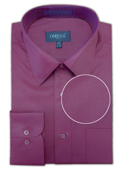 Burgundy Textured Long Sleeve Cotton Blend Dress Shirts with Convertib – OmegaTux