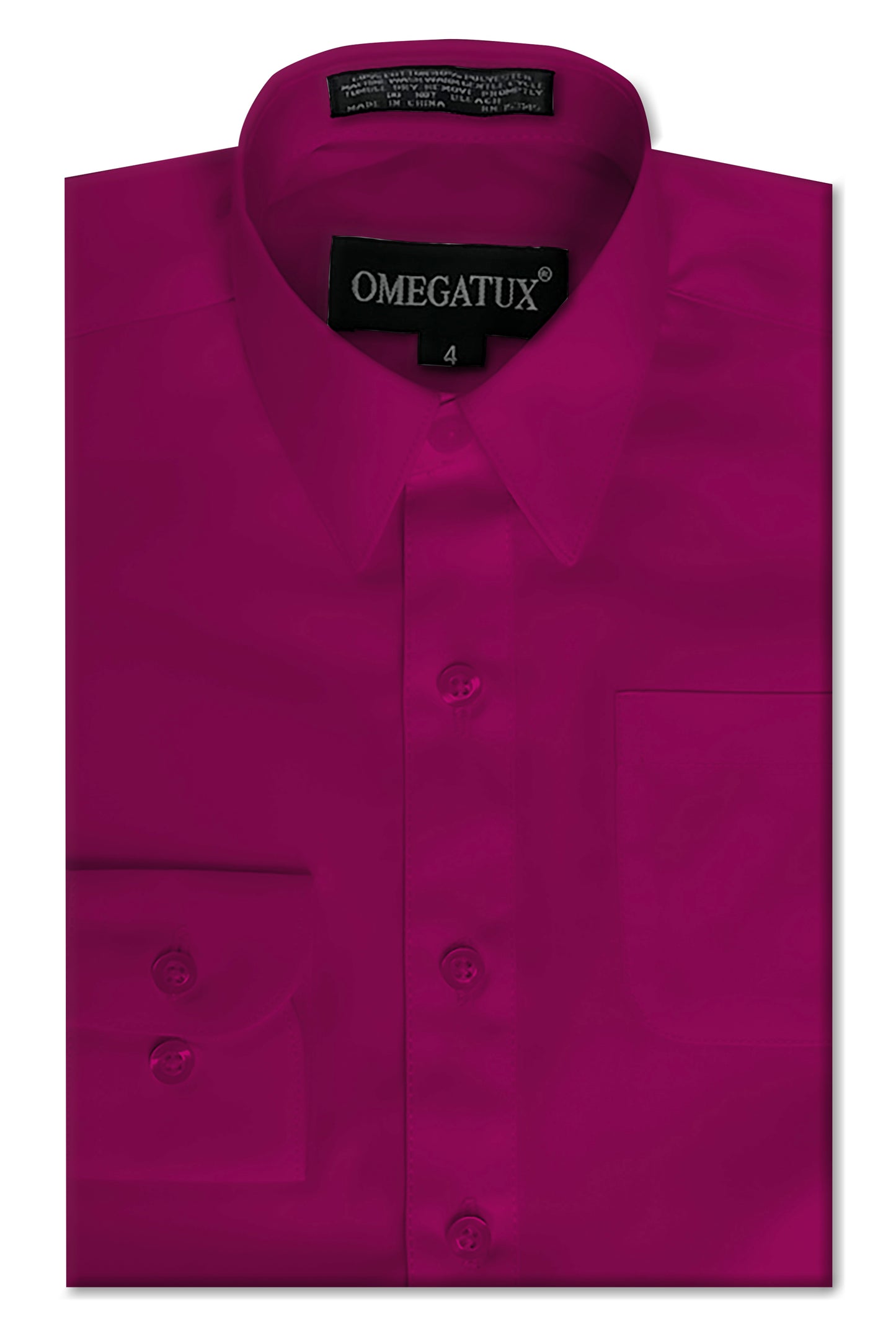 Boy's Magenta Long Sleeve Cotton Blend Dress Shirts