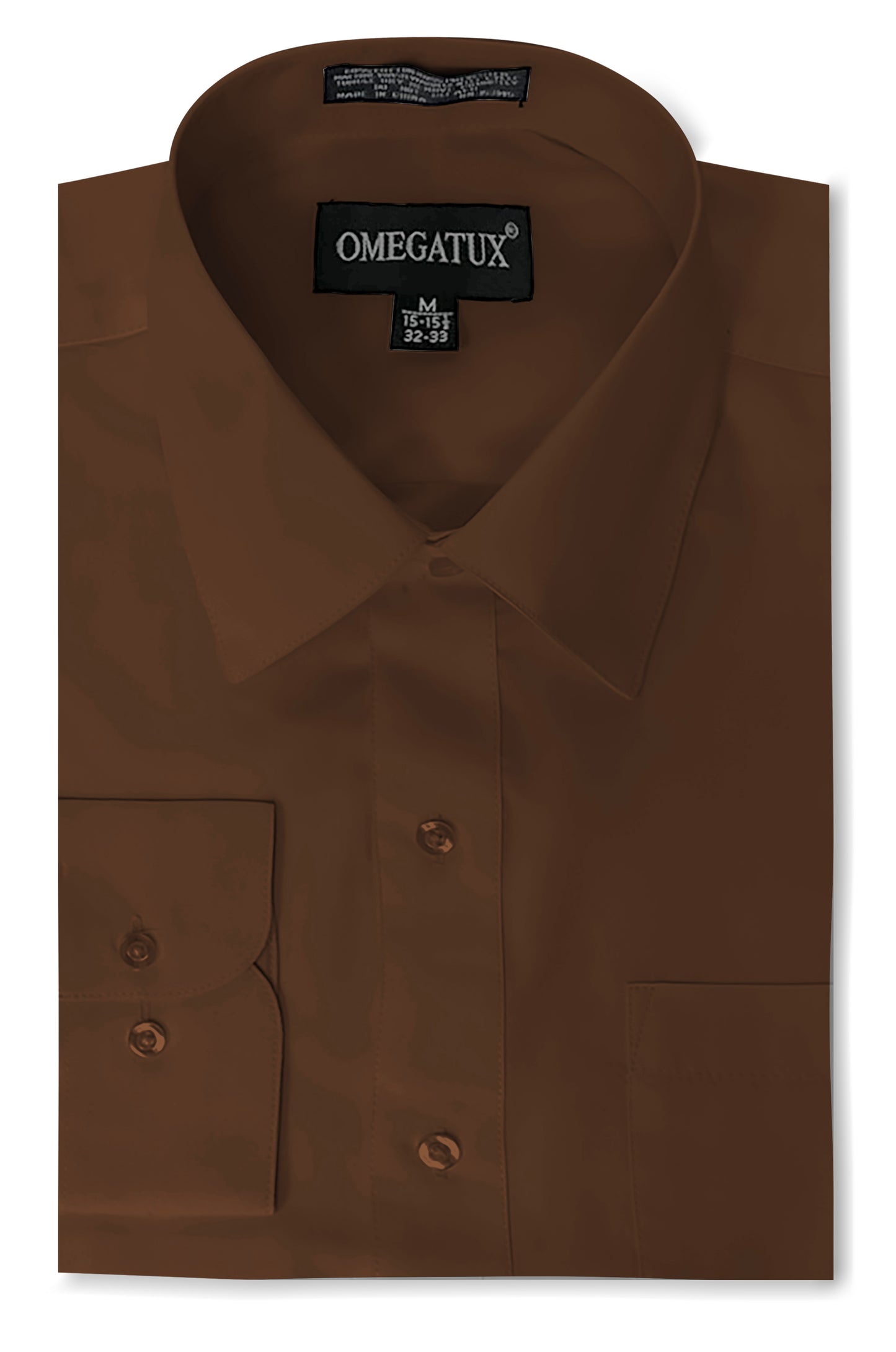 Brown Long Sleeve Cotton Blend Dress Shirts with Convertible Cuffs