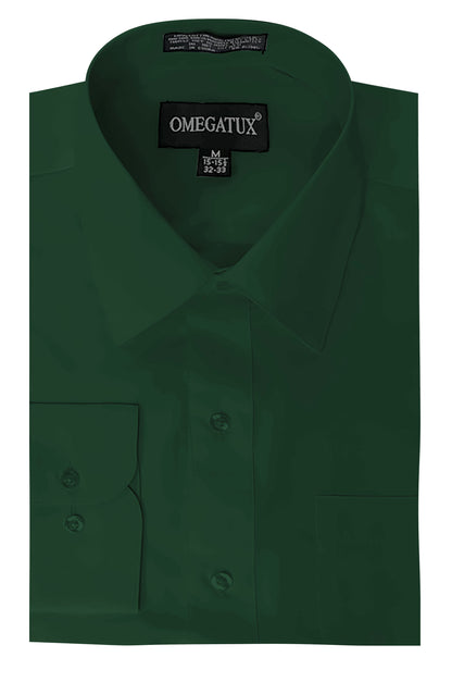 Emerald Green Long Sleeve Cotton Blend Dress Shirts with Convertible C OmegaTux Emerald Green Long Sleeve Cotton Blend Dress Shirts with Convertible C OmegaTux