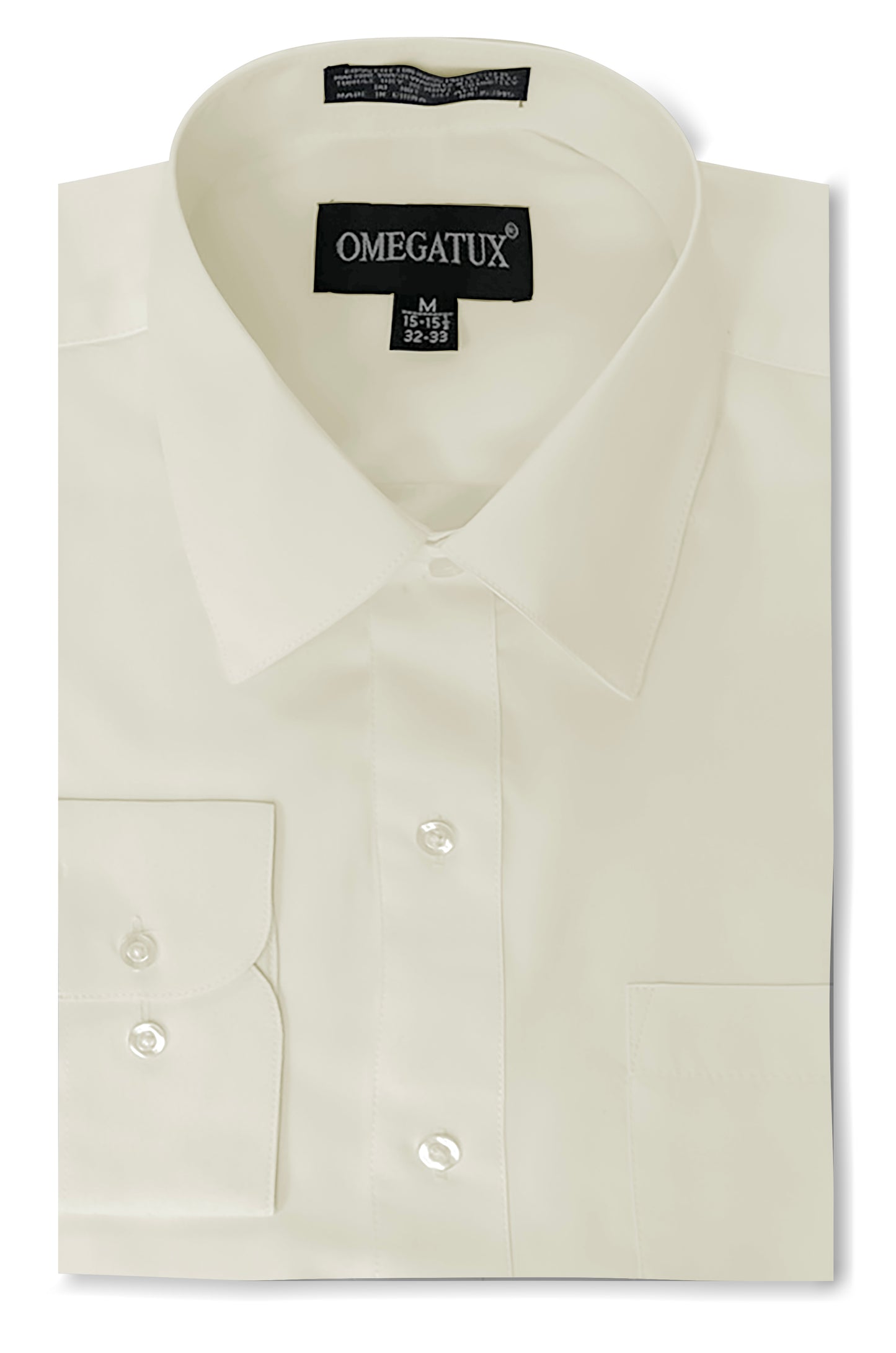 Ivory Long Sleeve Cotton Blend Dress Shirts with Convertible Cuffs