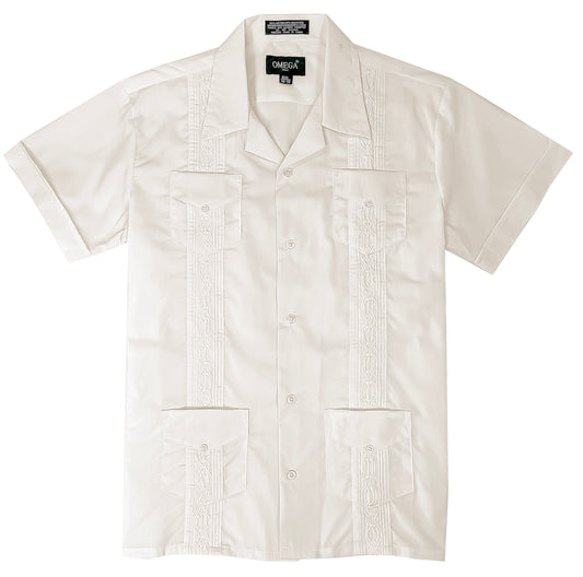 Kids Boys Ivory Guayabera Short Sleeve Cuban Shirt Wedding Beach Baptism-Juniors