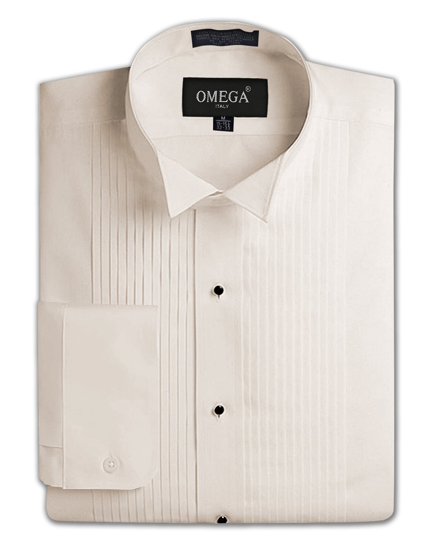 Men's Formal Wing Collar Ivory Tuxedo Shirt, 1/4" Pleat