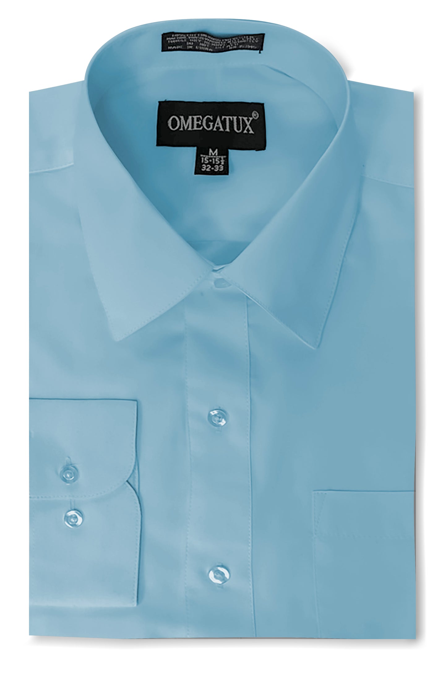 Lt Blue Long Sleeve Cotton Blend Dress Shirts with Convertible Cuffs