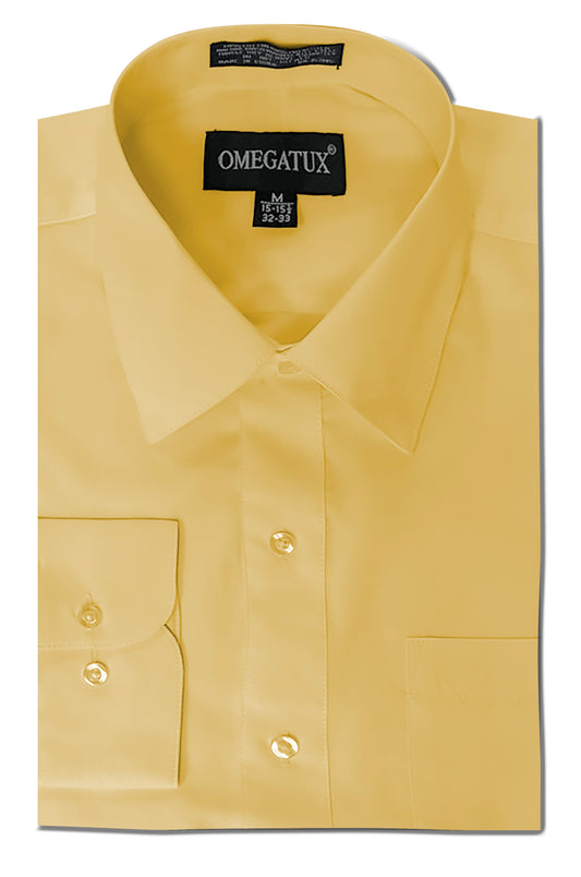 Lemon Long Sleeve Cotton Blend Dress Shirts with Convertible Cuffs