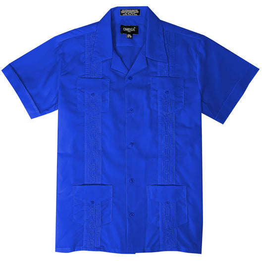 Kids Boys Royal Guayabera Short Sleeve Cuban Shirt Wedding Beach Baptism-Juniors