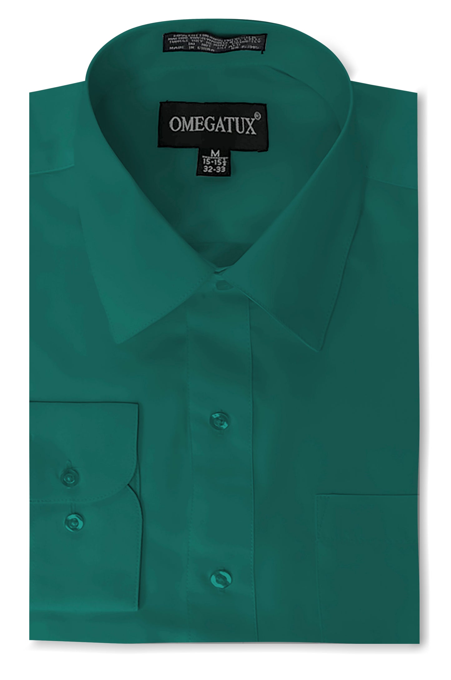 Teal Long Sleeve Cotton Blend Dress Shirts with Convertible Cuffs