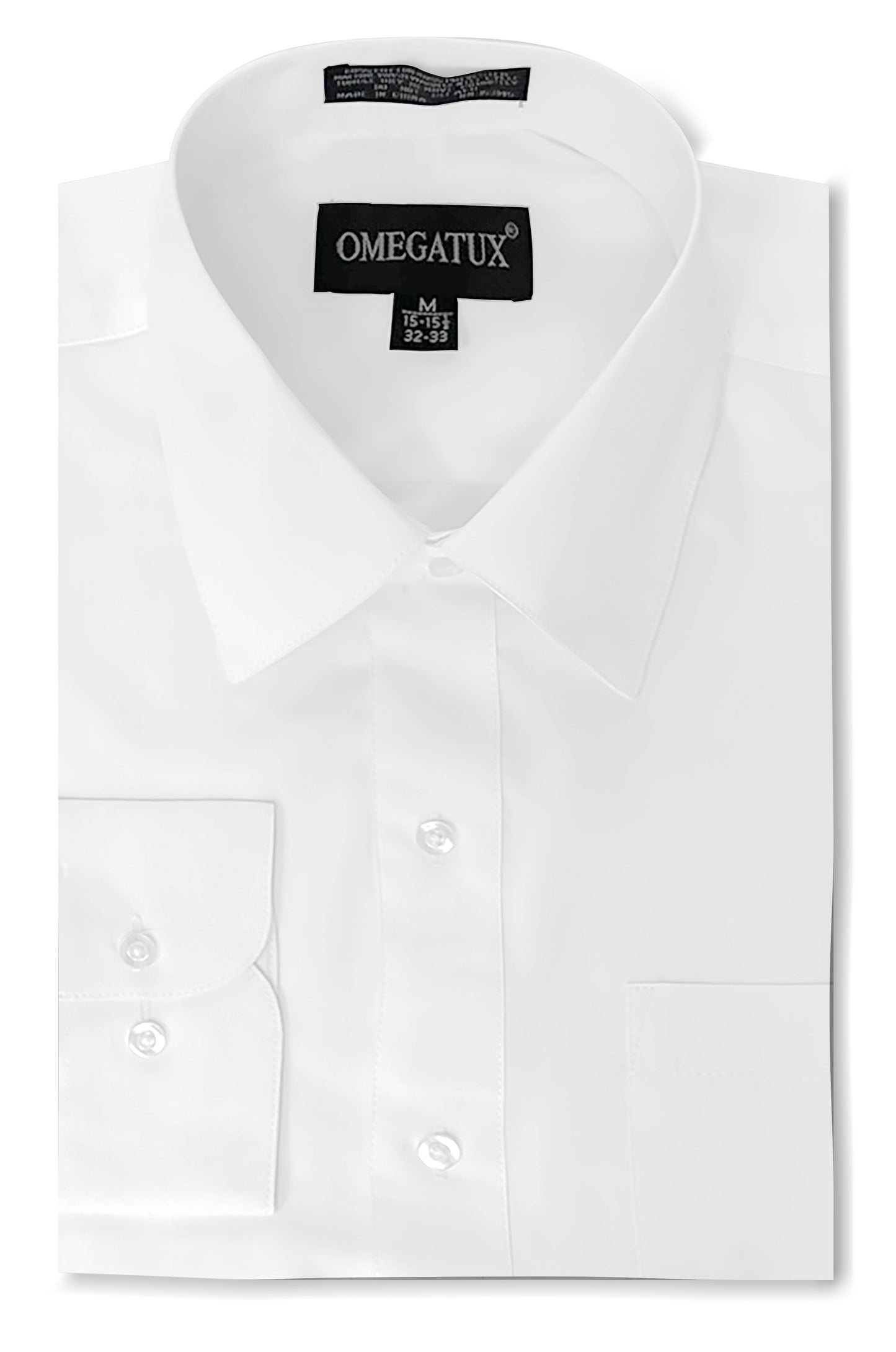 White Long Sleeve Cotton Blend Dress Shirts with Convertible Cuffs