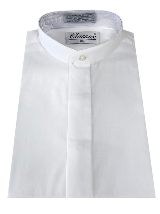 Boy's White Banded Collar(Mandarin Collar) Dress Shirt, Non Pleat